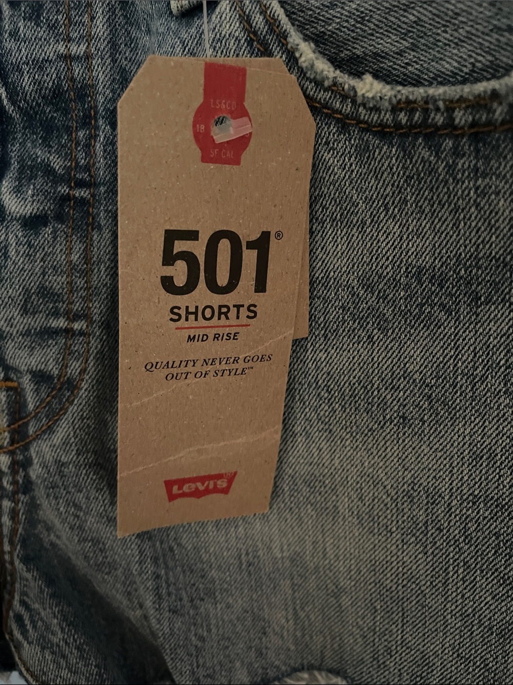 Levi's 501 Light Blue Denim Cutoff Shorts - Picture 3 of 4